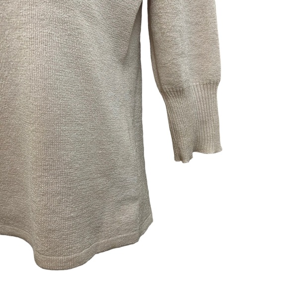 Joseph A. Qu'est-ce que c'est silk? Cream Metalic Goldan Shiny  Blouse Size L - Picture 3 of 8